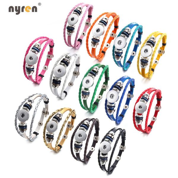 

multi color snap прелести кожаный браслет браслет из натуральной кожи браслет diy noosa браслет многоцветный 20 мм оснастки ювелирные издели, Golden;silver