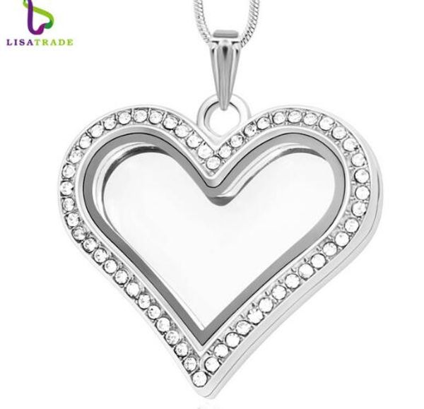 

10pc/lot diy silver color heart necklace magnetic glass floating charm locket pandent alloy+rhinestone (snake chains for
