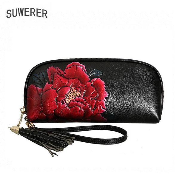 

women bag 2018 new women genuine leather bags fashion color rose embossed flowers clutch bag leather handbags