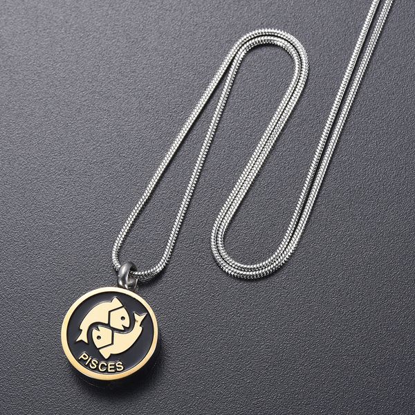 

ijd9968 stainless steel the birthday series pisces constellation sign memorial necklace for ashes urn bracelet souvenir necklace, Silver