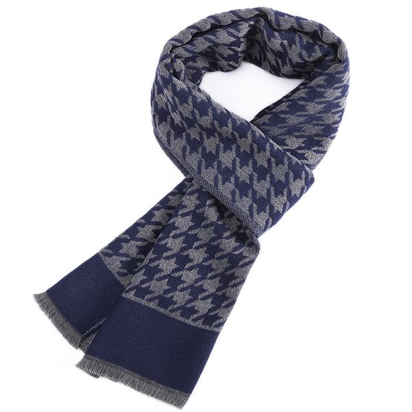 

tailor smith scarfs houndstooth check classic cashmere feel winter scarf men's new design warm fashion neckwear, Blue;gray