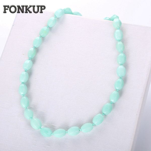 

forkup women power necklaces chalcedony bead chain stone jewellery casual accessories wedding geometric rolo chain sailor moon, Silver