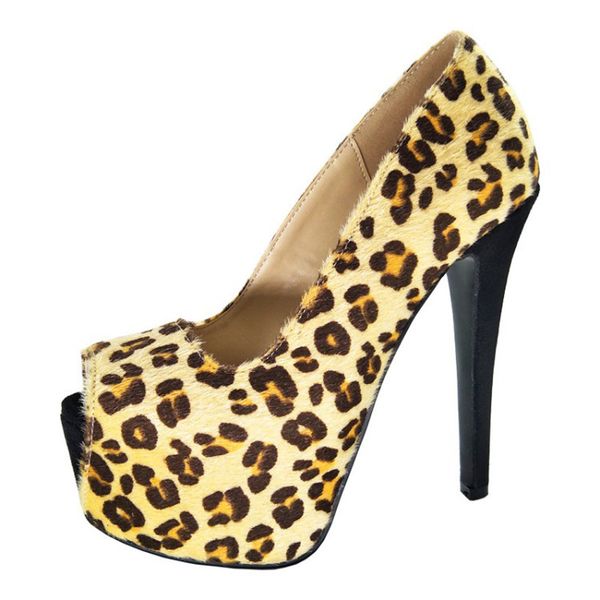 

kolnoo simple basic women's handmade high heel pumps leopard peep-toe slip-on office party evening fashion shoes x1833, Black