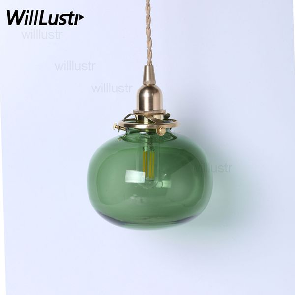 

ручной рот выдувное стекло латунь подвесной светильник ясно, стекло тыква подвеска свет япония скандинавском стиле ретро ресторан лампа свет