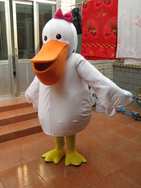 

real pictures pelican mascot costume size ing, Red;yellow