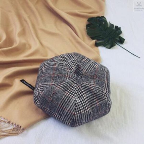 

hat lady autumn and winter warm baagon hat harbor style son beret retro style with artistic temperament painter hat tide, Blue;gray