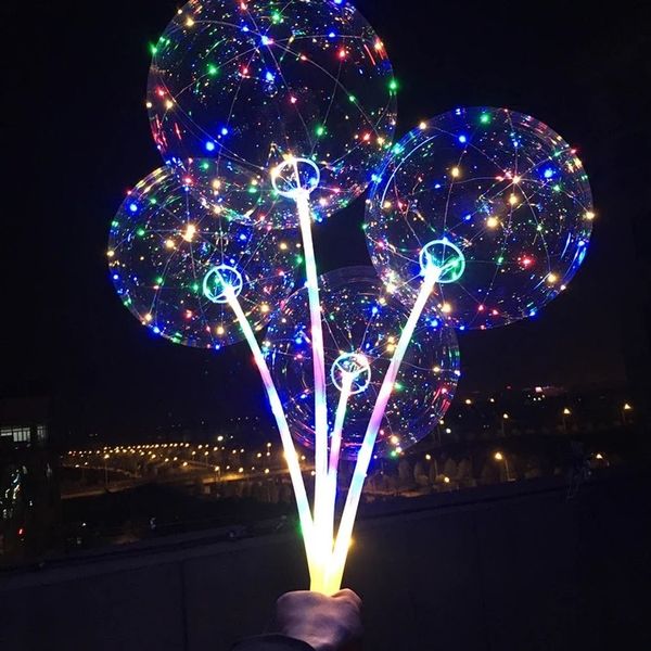 

bobo balloon with stick colored light luminous clear transparent led balloons for wedding christmas home decorations helium air ball