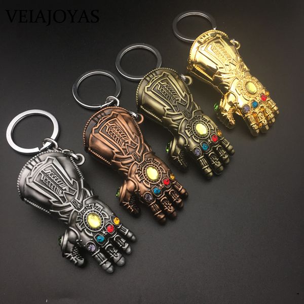 

thanos infinity glove gauntlet keychains marvel metal keyring gift chaveiro car key chain charm jewelry porte clef, Silver