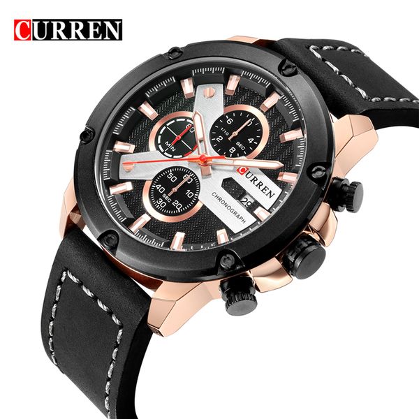 

curren 8308 fashion quartz watch men watches male clock business mens wrist watch hodinky relogio masculino, Slivery;brown