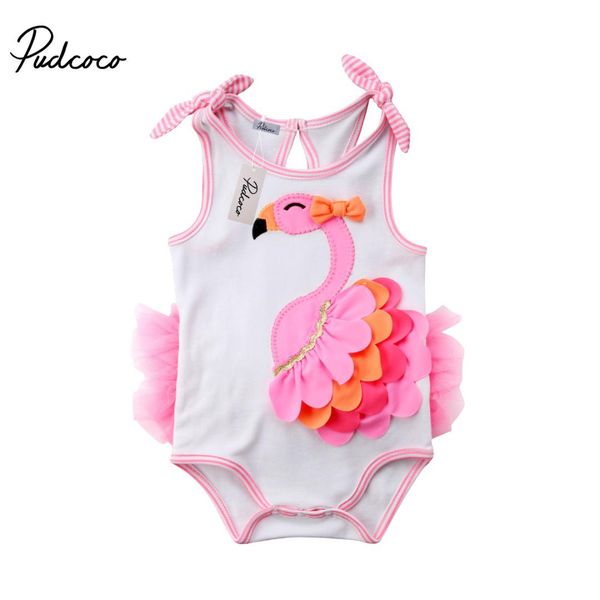 

2018 brand new newborn toddler infant baby girl 3d flamingo romper jumpsuit outfits lace tutu dress clothes sleeveless sunsuit, Blue