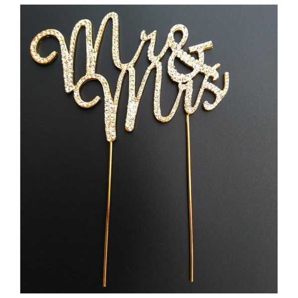 

practical boutique gold mr & mrs rhinestone crystal wedding cake er keepsake