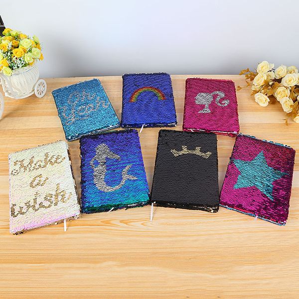 

1pcs creative colorful sequins mermaid pattern girl botdaily memos notepad fashion office school stationery supplies, Purple;pink