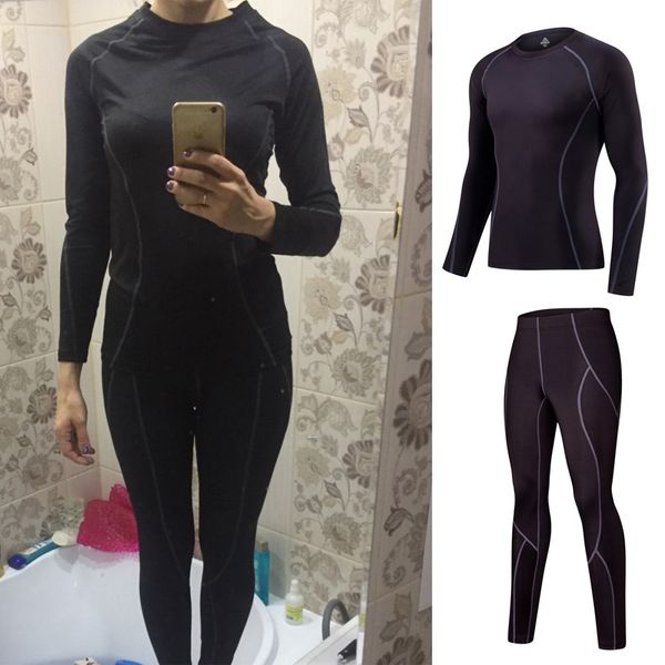 

jogging pants women compression tights t-shirt rashgard kit women's running leggings gym yoga set women's cycling clothing 3xl, Black;blue