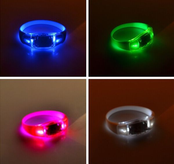 Levou Piscando pulseira de silicone Light Up Bangle Pulseira Pulseira Banda Night Club Atividade Party Bar Disco Presente de Natal FRETE GRÁTIS