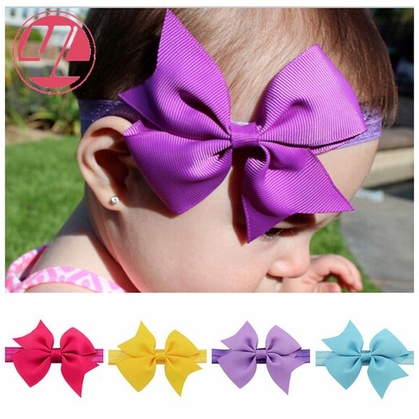 

4" baby infant big bow headbands grosgrain ribbon boutique bows headbands girls elastic hairbands hair accessories baby headwear  col, Slivery;white