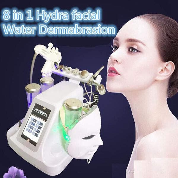 

new 8 in 1 mesotherapy rf water hydrafacial dermabrasion skin cleansing led pdt mask oxygen jet cold hammer bio face lift ultrasonic machine