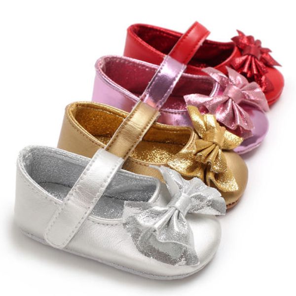 

baby girls kids cute leather shoes soft sole bow knot infant solid color princess leather shoes new arrivals, Black;grey