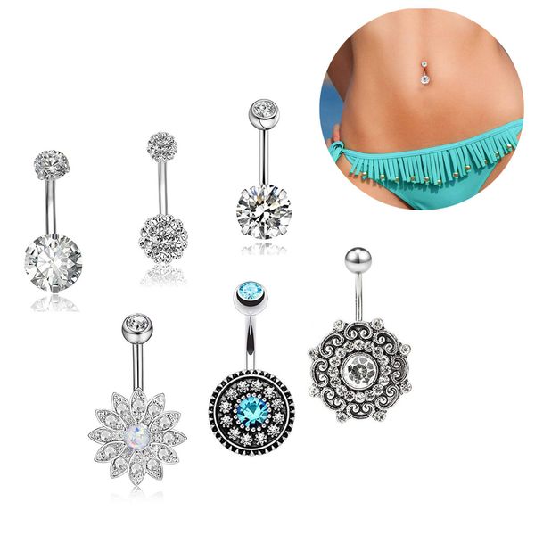 316L Chirurgenstahl Nabel Bauchringe Set Zirkon Percing Bijoux Frauen Nabelknopf Ring Baumeln Piercing Schmuck