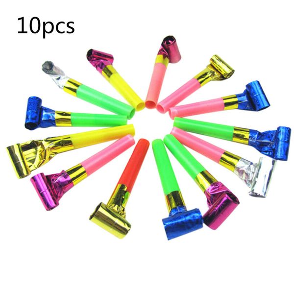 

10pcs gift small colorful funny whistles kids childrens birthday party dots blowing dragon blowout baby birthday supplies toys