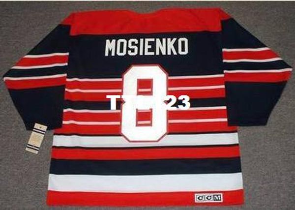 

mens #8 bill mosienko chicago blackhawks 1940's ccm vintage retro hockey jersey or custom any name or number retro jersey, Black;red