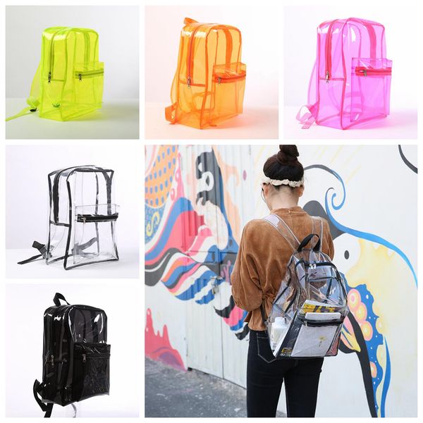 

Tran parent jelly pvc backpack girl chool book bag waterproof outdoor torage houlder bag 5 color ooa5157