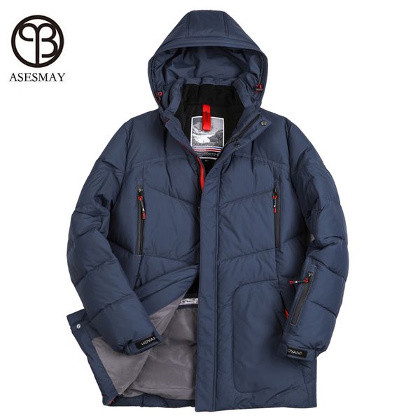 

asesmay 2018 men's winter jacket warm windproof casual outerwear thick medium long hooded coat men winter parka, Black