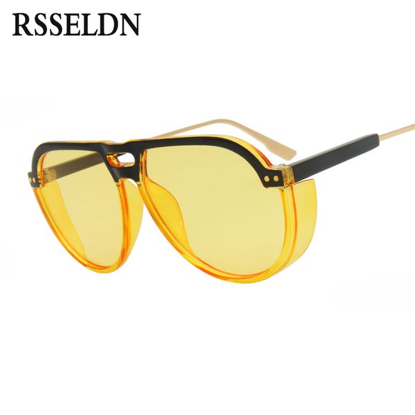 

rsseldn brand design sunglasses men women summer fashion black red pink vintag oval sun glasses for women candy color uv400, White;black