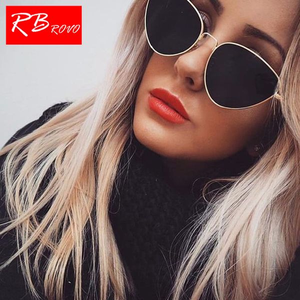 

rbrovo 2018 new metal cateye sunglasses women brand designer candy color sun glasses outdoor street beat feminino, White;black