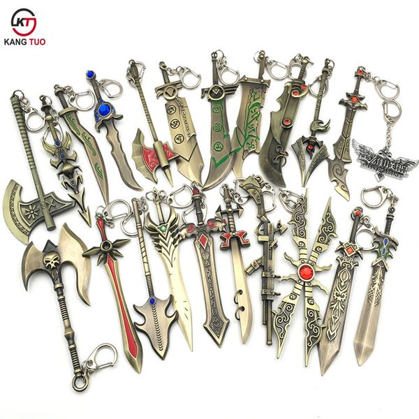 

a lot/15pcs keychain league of legend key chain demarine model key ring for fans souvenir gifts 12 cm, Silver
