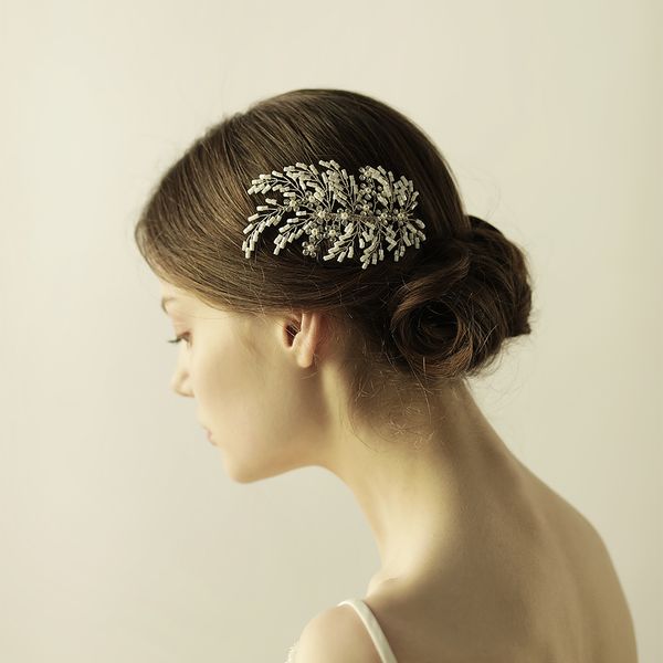 Acessórios de cabelo pente de cabelo de noiva com strass pérolas contas joias de cabelo de noiva acessórios de casamento para mulheres BW-HP841