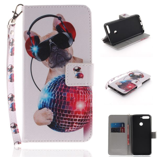 

флип бумажник case для huawei honor 7a / y6 2018 случаях coque животных волк тигр лев окрашенные pu кожаный телефон сумки обложка