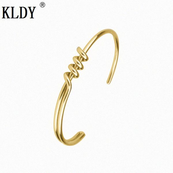 

kldy knot bangle gold silver wire bangle charm bracelets punk stainless steel men's wrist personality rock jewelry gift for love, Black
