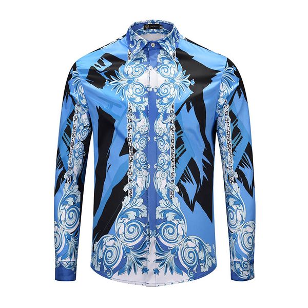 

2019 Новые роскошные модные мужские повседневные рубашки цвета 3D с цветочным принт