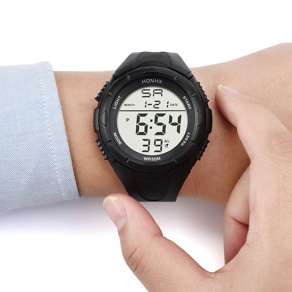 

gemixi men watches boys led digital alarm sport silicone army bracelet casual wrist quartz watch dropship, Slivery;brown