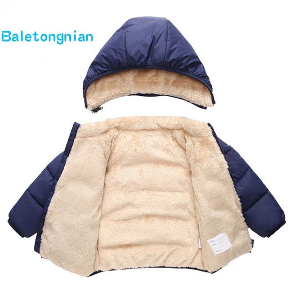 

90-130cm thick children outerwear coat winter baby boys girls jackets coat infant warm baby parkas thick kids hooded clothes, Blue;gray