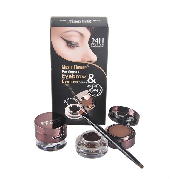 

Wholesale-Music Flower Brand 4 In 1 Eyebrow Powder Brow Pomade + Liquid Eyeliner Gel Cream with Makeup Brush Eye Brow Sourcils Maquillage