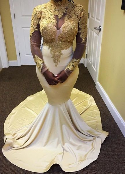 

white and gold mermaid evening dresses 2019 new custom applique beaded high neck long sleeve formal prom party gowns vestido de festa e231, Black;red