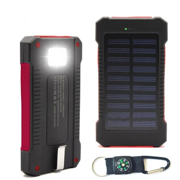 

waterproof solar power bank 30000mah universal battery charger with Compass LED flashlight and Camping lamp for outdoor charging
