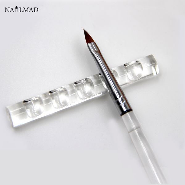 

1pc nail brush stand acrylic crystal brush holder rack clear stand holder nail pen tools display rest tools, Yellow