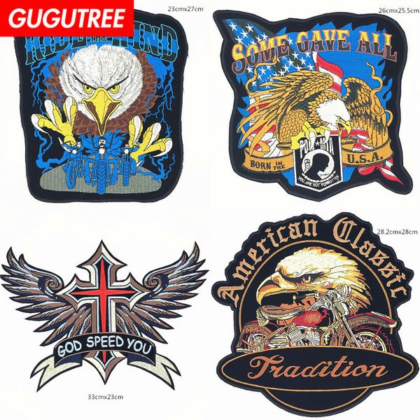 

gugutree embroidery big eagle patches animal patches badges applique patches for clothing bp-604, Black