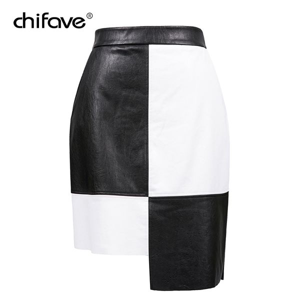 

skirts chifave 2021 fashion square patchwork women skirt pocket back zipper black and white contrast irregular length ladies