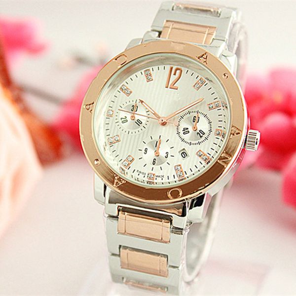 

new mens watch cool dress women watches stainless steel calendar wristwatches clock gifts reloj mujer, Slivery;brown