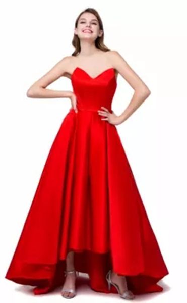 

2018 in stock red sweetheart a-line formal evening dresses with satin lace up prom party celebrity gowns be29, Black;red