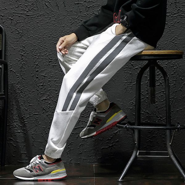 

loldeal men's track pant black blue loose casual pants men's clothing beam foot luminous pants
