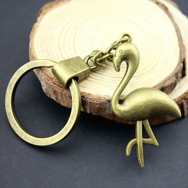 

6 pieces key chain women key rings fashion keychains for men flamingos 47x25mm, Slivery;golden