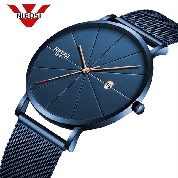 

2018 nibosi men watch fashion super slim quartz casual wristwatch business analog quartz watch relojes hombre waterproof leather, Slivery;brown