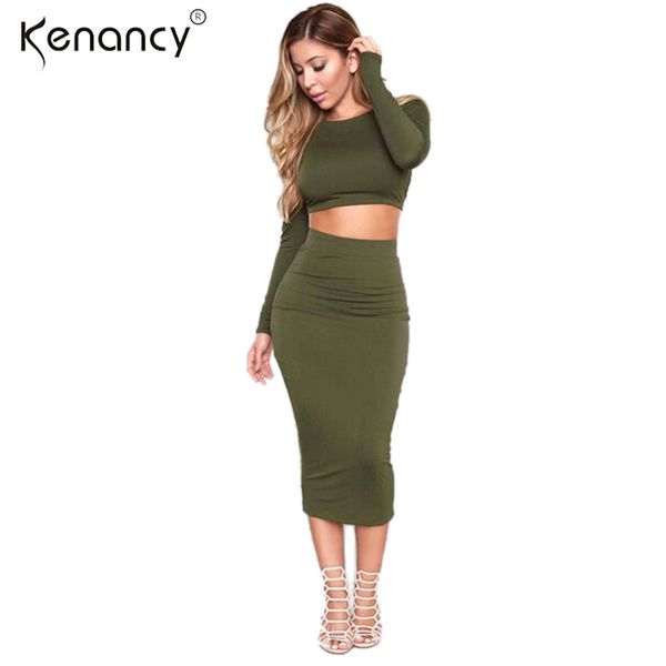 

women autumn knitted set skirt and knit crop long sleeve backless cross stap bodycon bandage pencil 2 piece dress sets, White;black