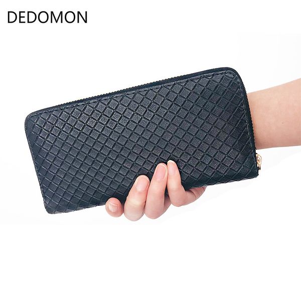 

4 colors women wallets fashion solid female wallet ladies' long design brand purse women clutch change purses carteira feminina, Red;black