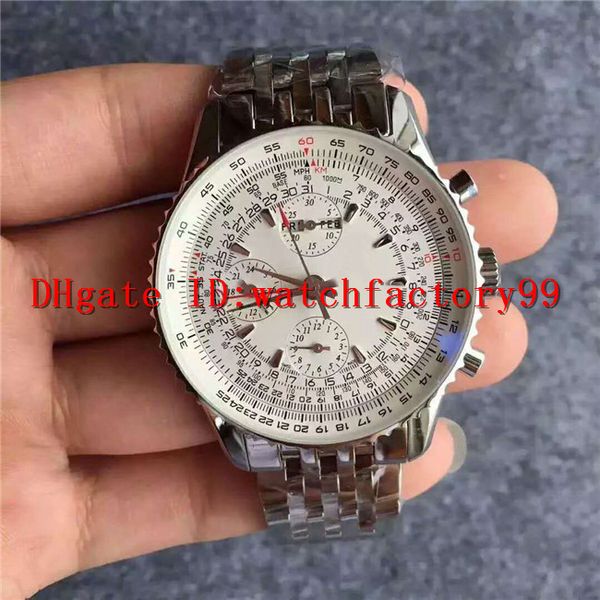 

Luxury brand new montbrillant chronograph automatic 7751 white men watch annual calendar 316l teel apphire cry tal rotating brzel