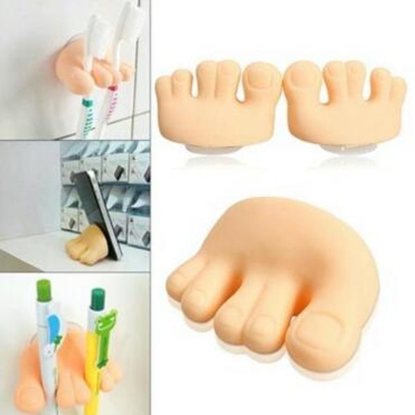 Foot Toe Shaped Funny Cable Organizer Stand Pen Pencil Toothbrush Holder Mount